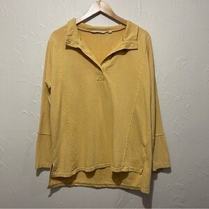 Soft Surroundings yellow collared half-button oversized tunic top (large)